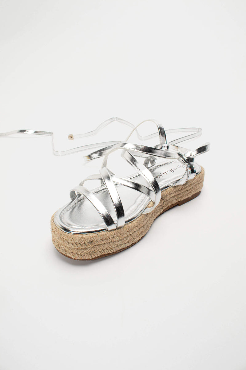 Silver esparto rope sandal