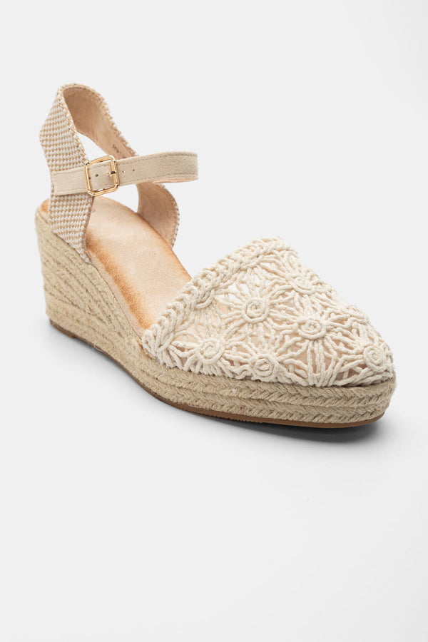 Flower lace wedge sandal
