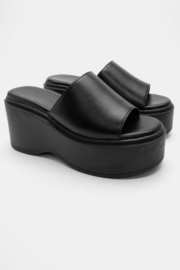 Sandale à semelle compensée Mexique Noir