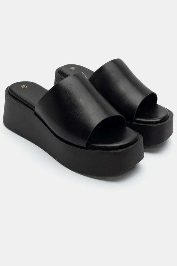 Sandale à semelle compensée Eliza Noir