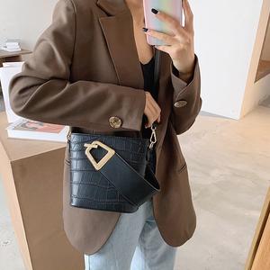 Bolso de mano para mujer a la moda, bandolera de piel sintética con diseño de piedra, Bolso tipo cubo de gran capacidad, impermeable