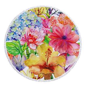 Toalla de playa flores fleco